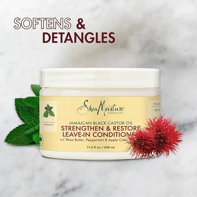 SheaMoisture 100% Pure Jamaican Black Castor Oil Strengthen and Restore Leave In Conditioner  11.5oz