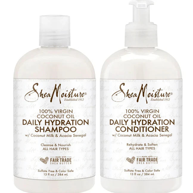 Shea Moisture 100% Virgin Coconut Oil Daily Hydration Shampoo & Conditioner 13oz