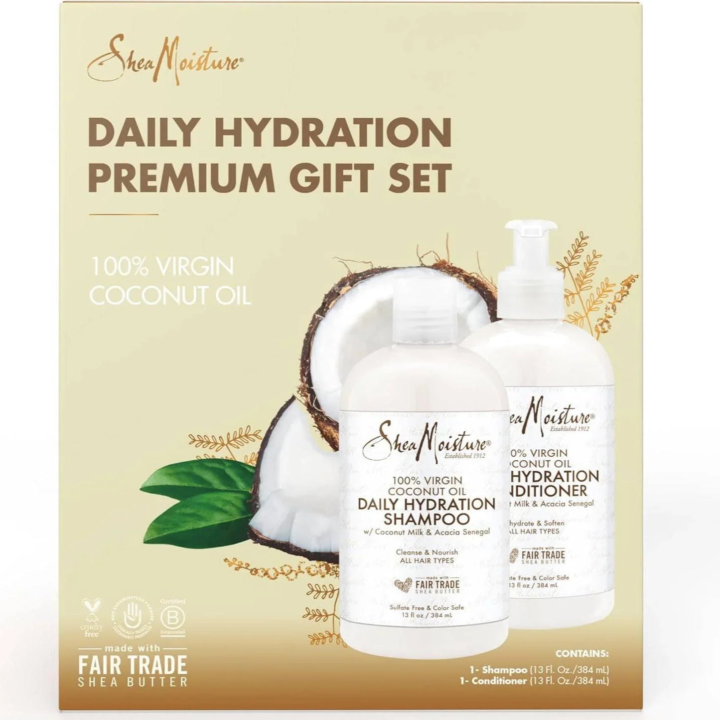 Shea Moisture 100% Virgin Coconut Oil Daily Hydration Shampoo & Conditioner 13oz