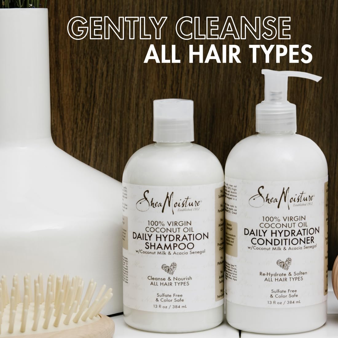 Shea Moisture 100% Virgin Coconut Oil Daily Hydration Shampoo & Conditioner 13oz